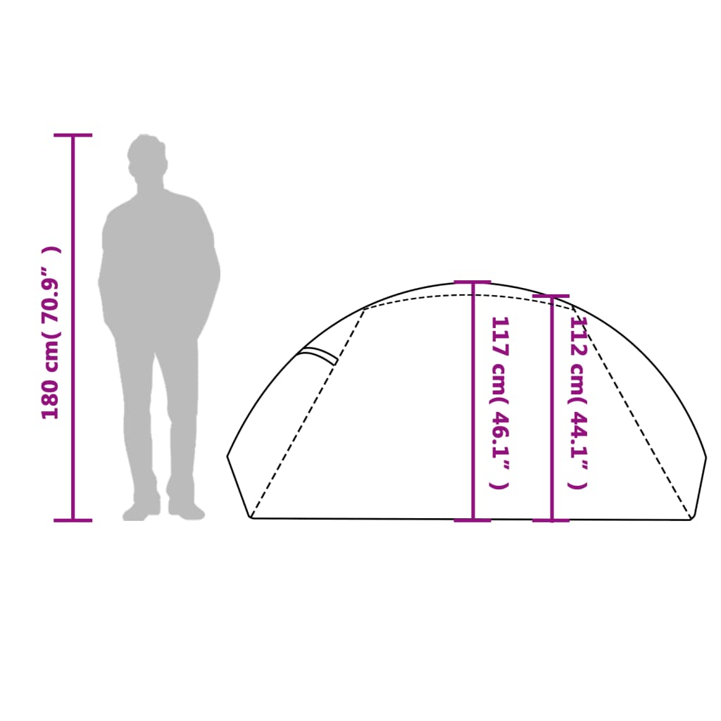vidaXL Camping Tent Dome 2-Person Green Waterproof