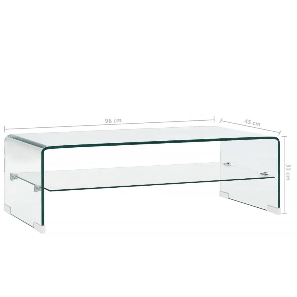 vidaXL Coffee Table Clear 98x45x31 cm Tempered Glass
