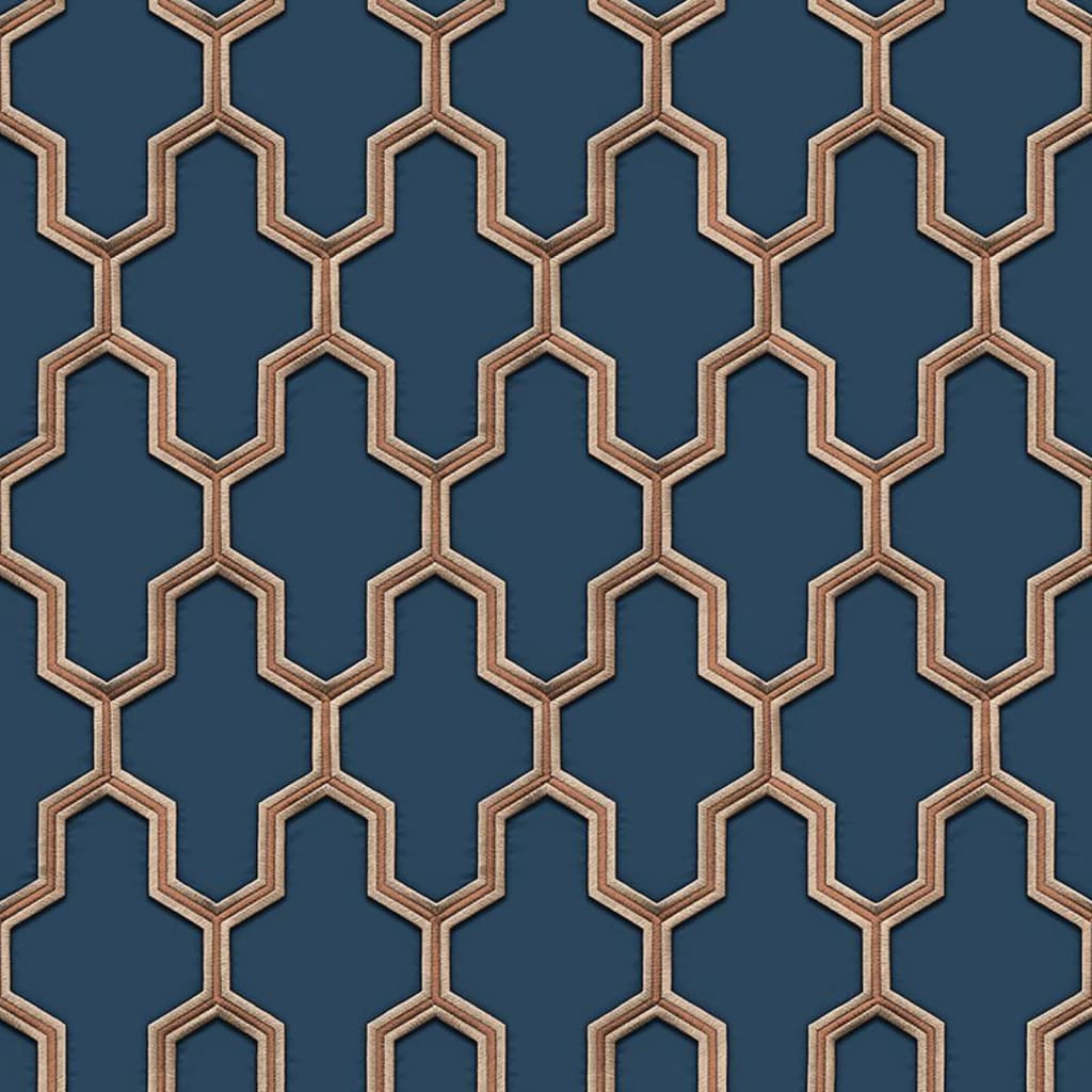 DUTCH WALLCOVERINGS Wallpaper Geometric Blue and Gold