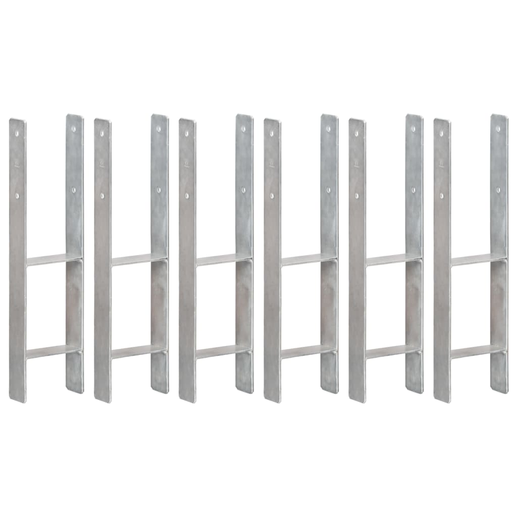 vidaXL Fence Anchors 6 pcs Silver 14x6x60 cm Galvanised Steel