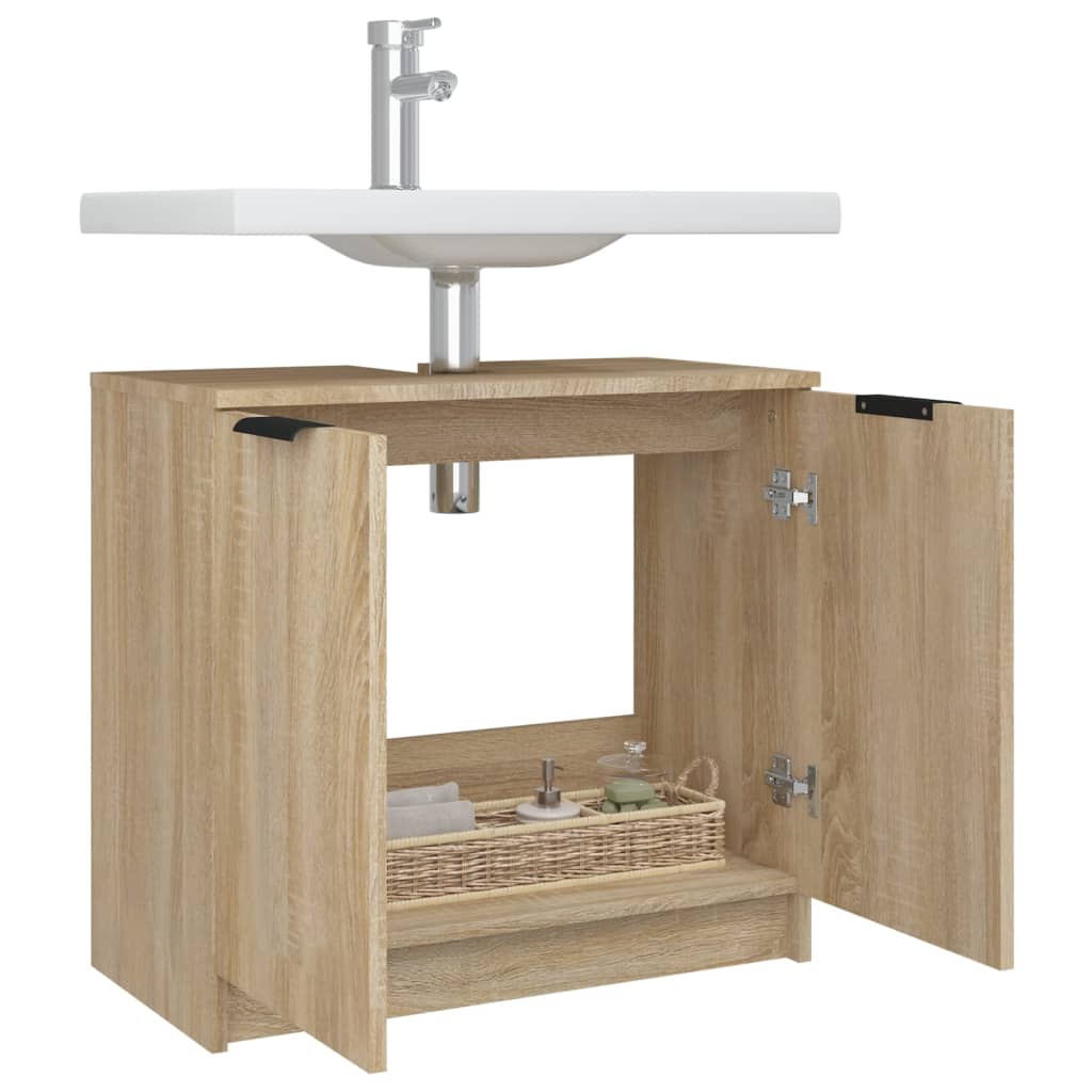 vidaXL Bathroom Cabinet Sonoma Oak 64.5x33.5x59 cm Engineered Wood