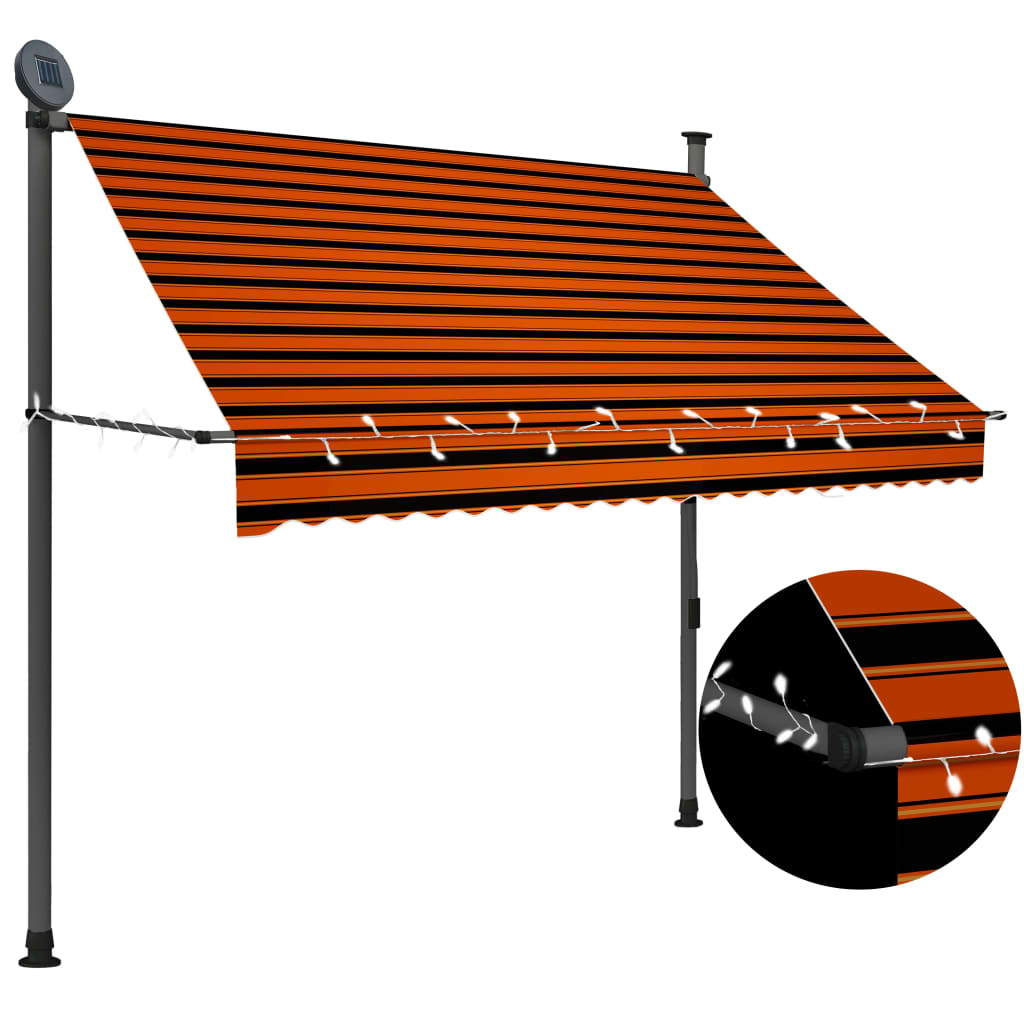 vidaXL Manual Retractable Awning with LED 200 cm Orange and Brown