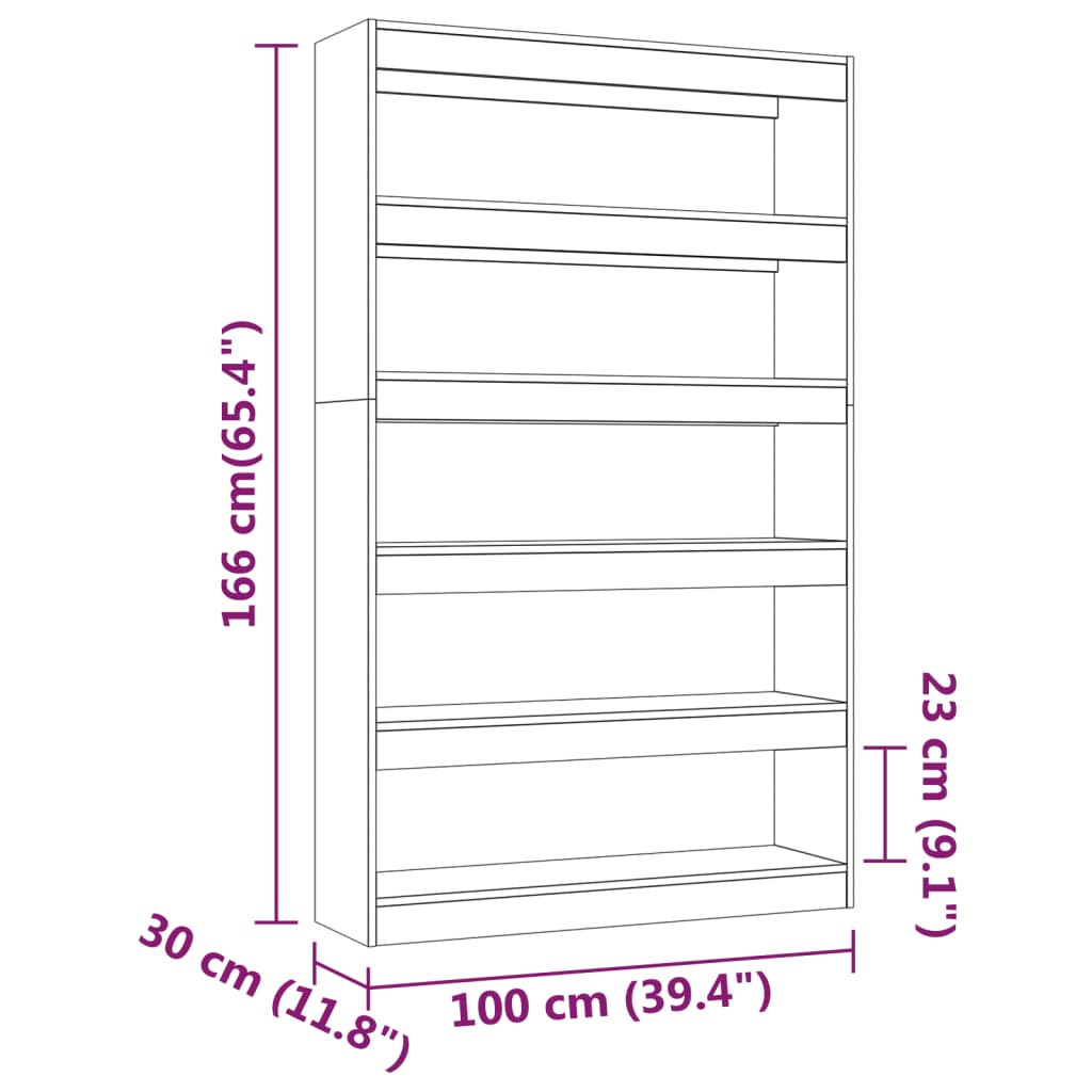 vidaXL Book Cabinet/Room Divider High Gloss White 100x30x166 cm