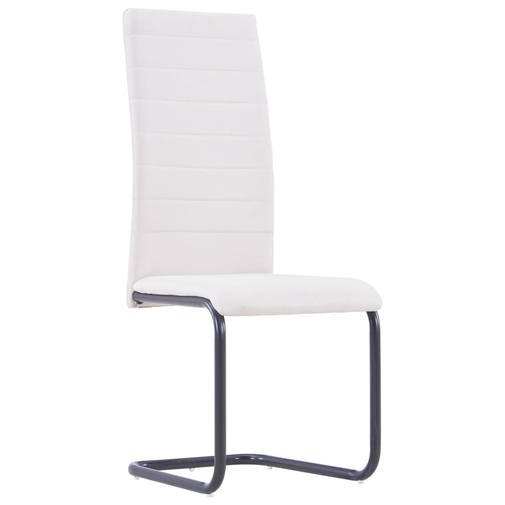 vidaXL Cantilever Dining Chairs 2 pcs Cream Fabric