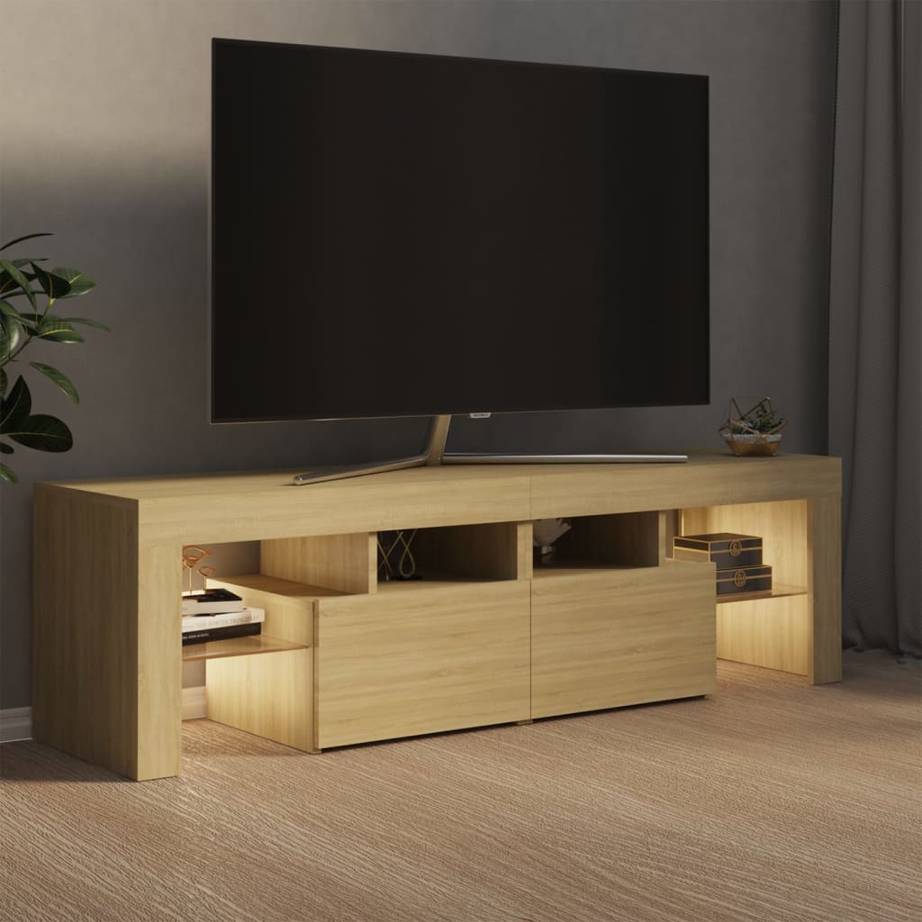 vidaXL TV Cabinet with LED Lights Sonoma Oak 140x36.5x40 cm