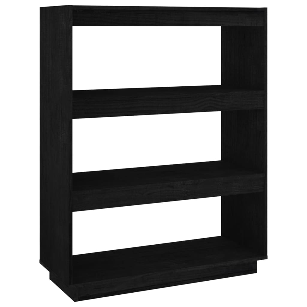 vidaXL Book Cabinet/Room Divider Black 80x35x103 cm Solid Pinewood