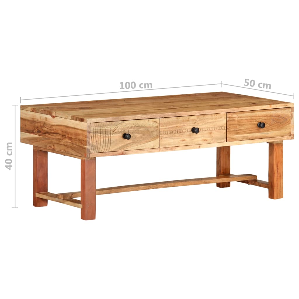 vidaXL Coffee Table 100x50x40 cm Solid Acacia Wood