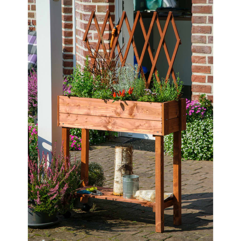 dobar Mobile Raised Bed with Trellis Brown | vidaXL.co.uk