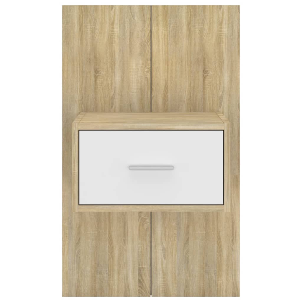vidaXL Wall-mounted Bedside Cabinets 2pcs White and Sonoma Oak