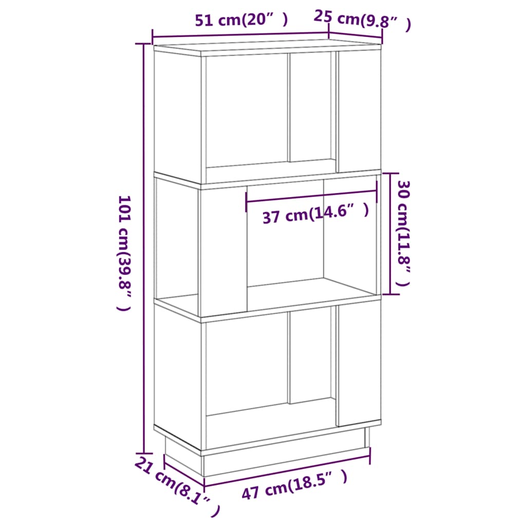 vidaXL Book Cabinet/Room Divider Honey Brown 51x25x101 cm Solid Wood Pine