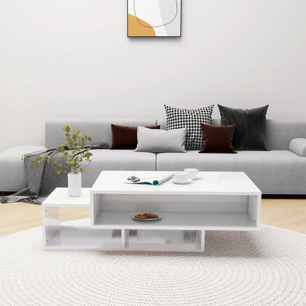 vidaXL Coffee Table High Gloss White 105x55x32 cm Engineered Wood