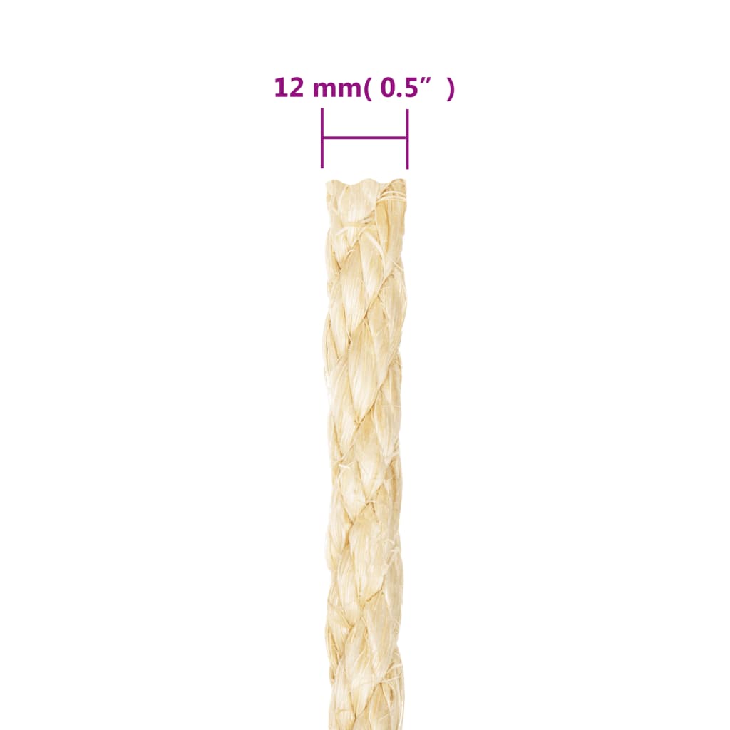 vidaXL Rope 100% Sisal 12 mm 25 m