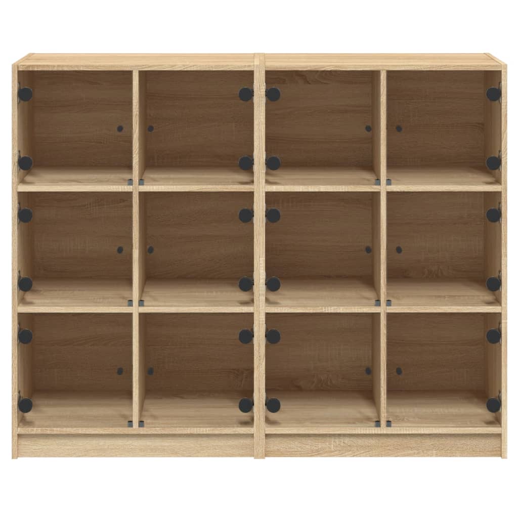 vidaXL Bookcase with Doors Sonoma Oak 136x37x109 cm Engineered Wood
