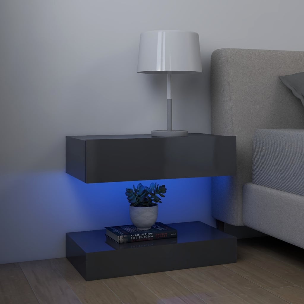 vidaXL TV Cabinet with LED Lights High Gloss Grey 60x35 cm