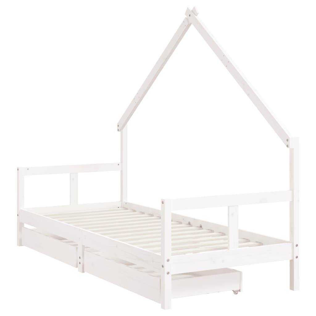 vidaXL Kids Bed Frame with Drawers White 80x200 cm Solid Wood Pine
