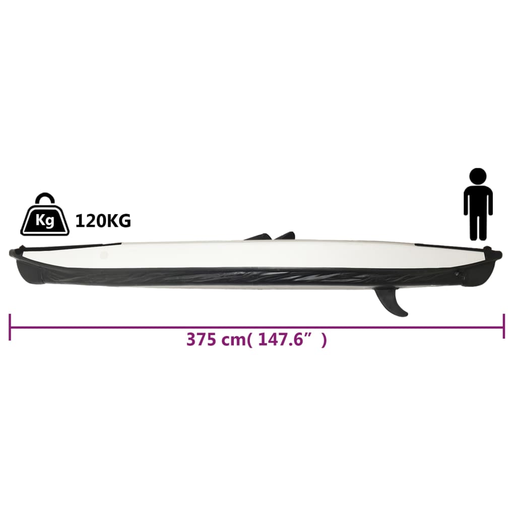 vidaXL Inflatable Kayak Black 375x72x31 cm Polyester