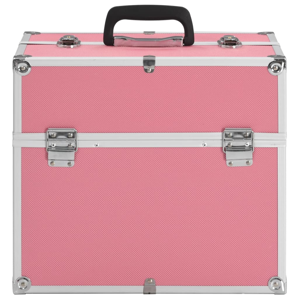 vidaXL Make-up Case 38x23x34 cm Pink Aluminium