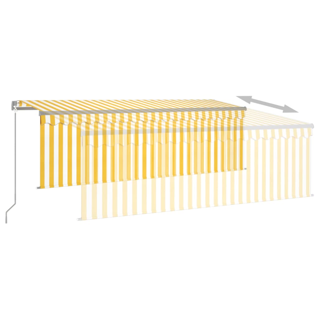 vidaXL Manual Retractable Awning with Blind 4x3m Yellow&White