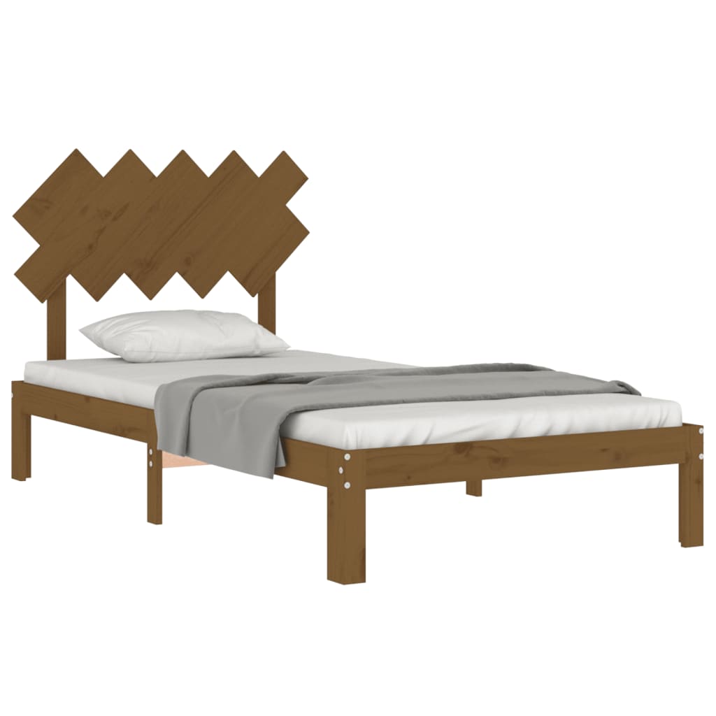 vidaXL Bed Frame with Headboard Honey Brown 100x200 cm Solid Wood
