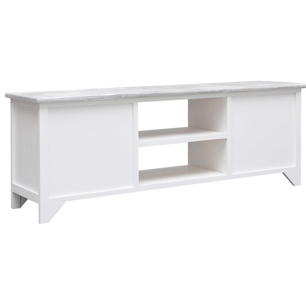 vidaXL TV Cabinet White and Grey 108x30x40 cm Solid Paulownia Wood