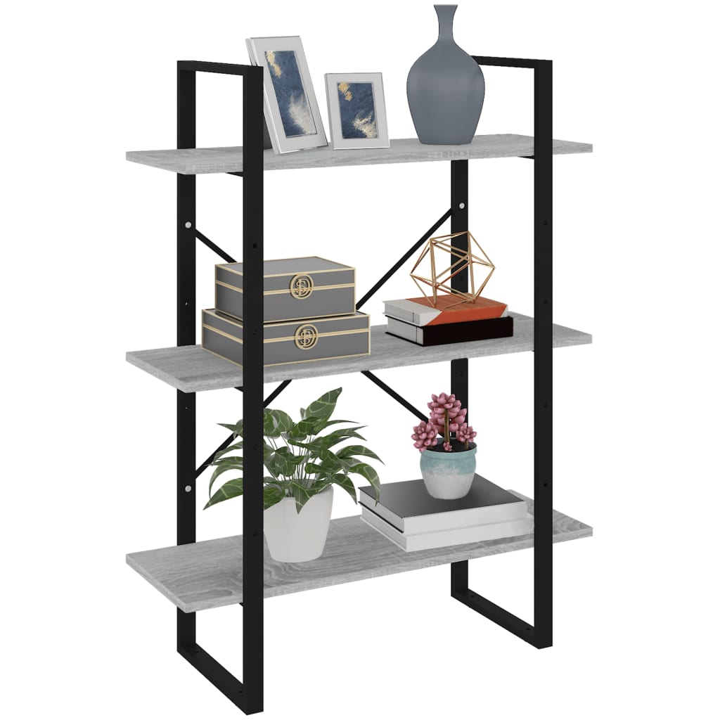 vidaXL Book Cabinet Grey Sonoma 80x30x105 cm Engineered Wood