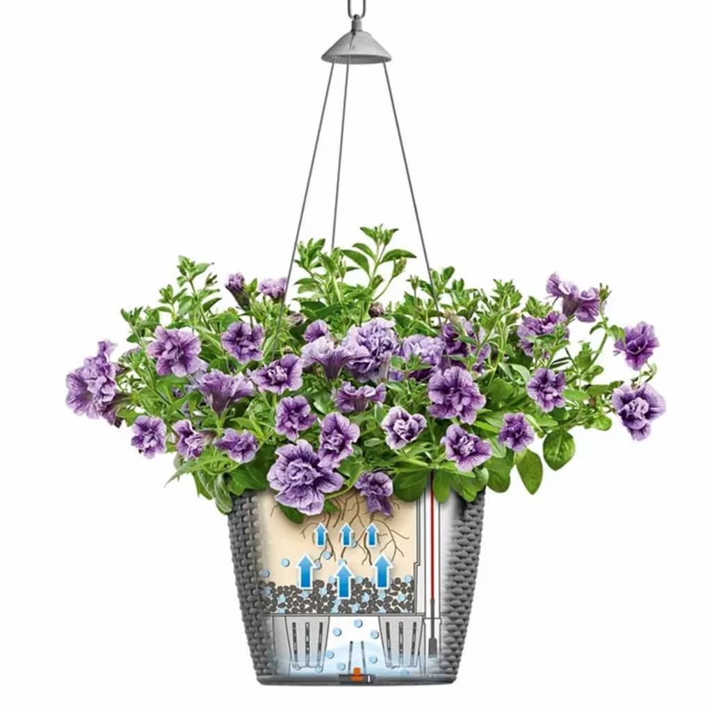 LECHUZA Hanging Planter NIDO Cottage 35 ALL-IN-ONE Light Grey