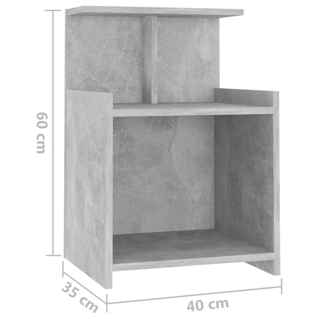 vidaXL Bed Cabinet Concrete Grey 40x35x60 cm Engineered Wood