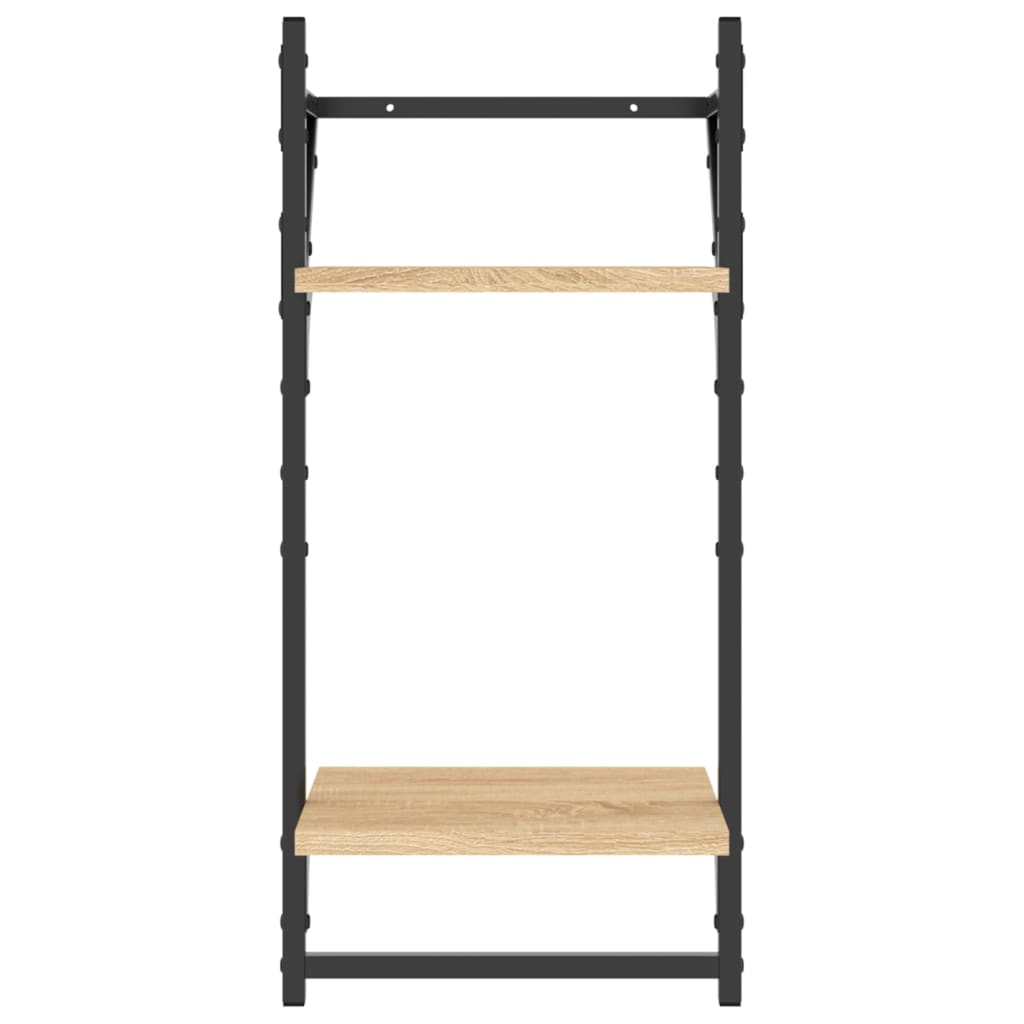 vidaXL 2-Tier Wall Shelves with Bars 2 pcs Sonoma Oak 30x25x65 cm