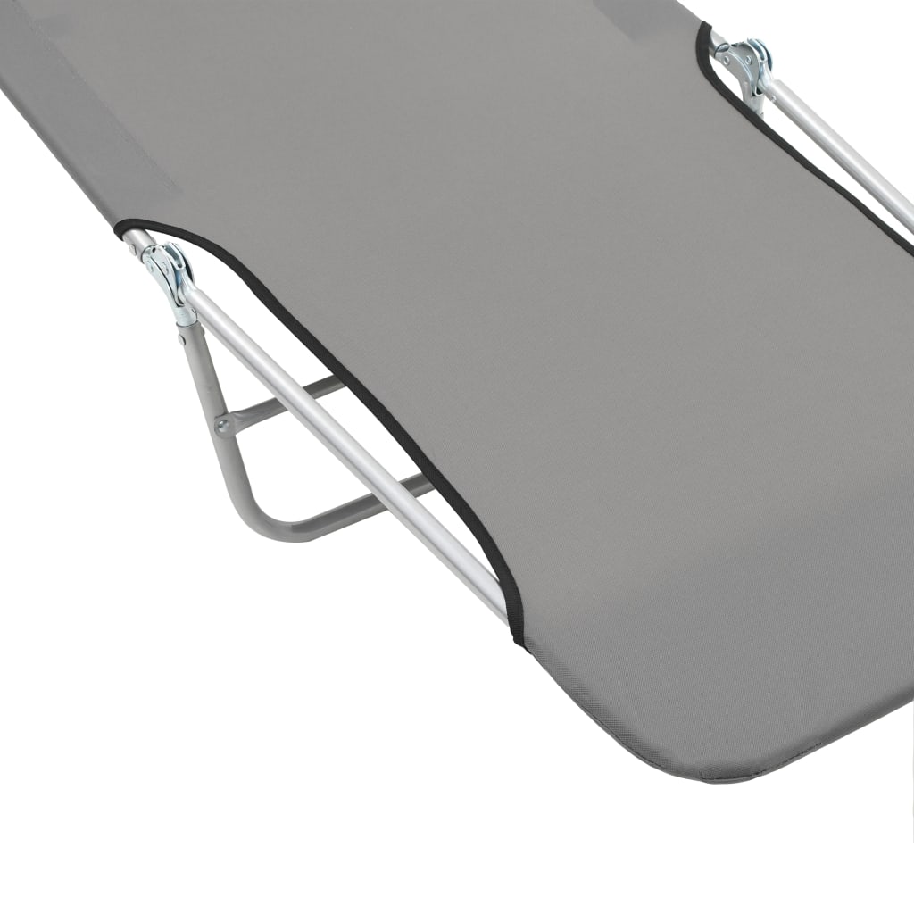 vidaXL Folding Sun Loungers 2 pcs Steel and Fabric Grey
