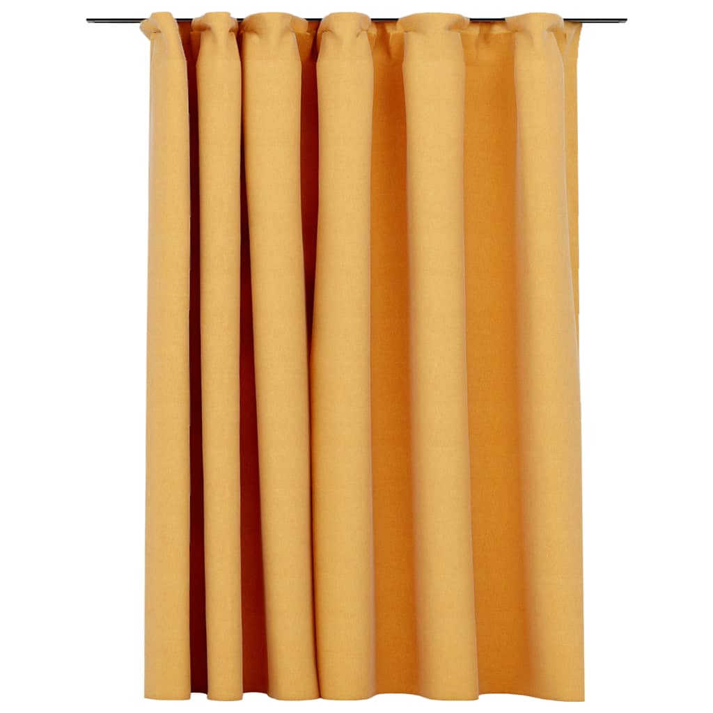 vidaXL Linen-Look Blackout Curtain with Hooks Yellow 290x245 cm