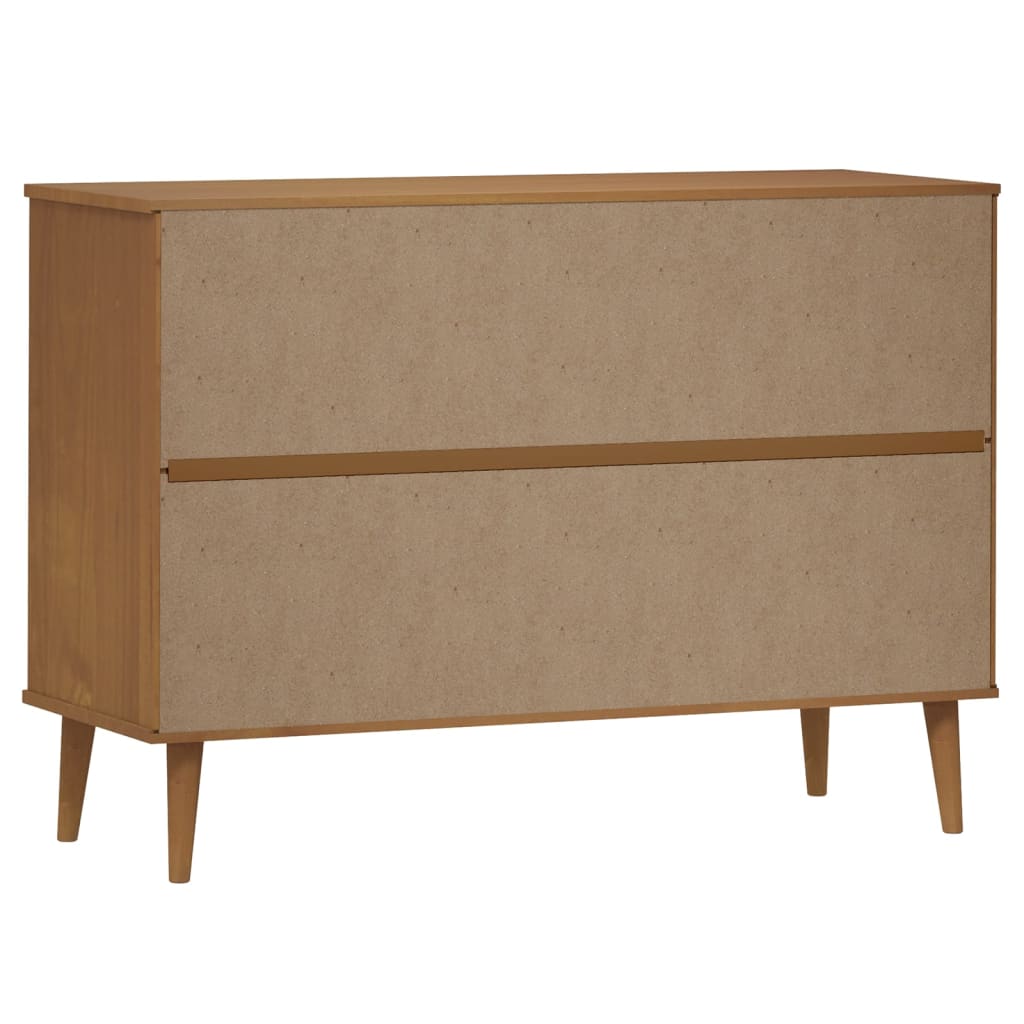 vidaXL Drawer Cabinet MOLDE Brown 113x40x80 cm Solid Wood Pine
