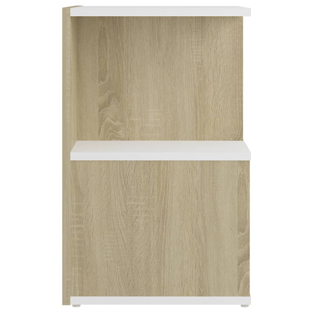 vidaXL Bedside Cabinets 2pcs White and Sonoma Oak 35x35x55cm Engineered Wood