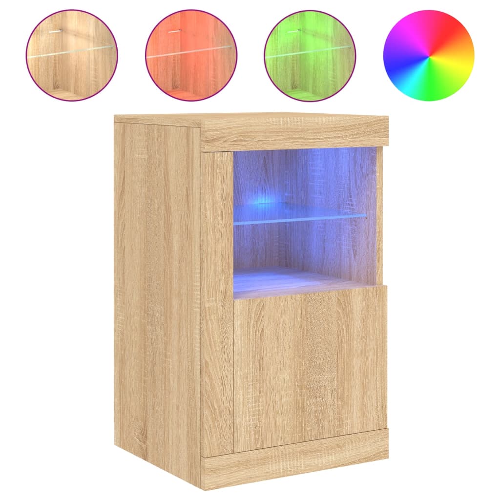 vidaXL Side Cabinet with LED Lights Sonoma Oak Engineered Wood
