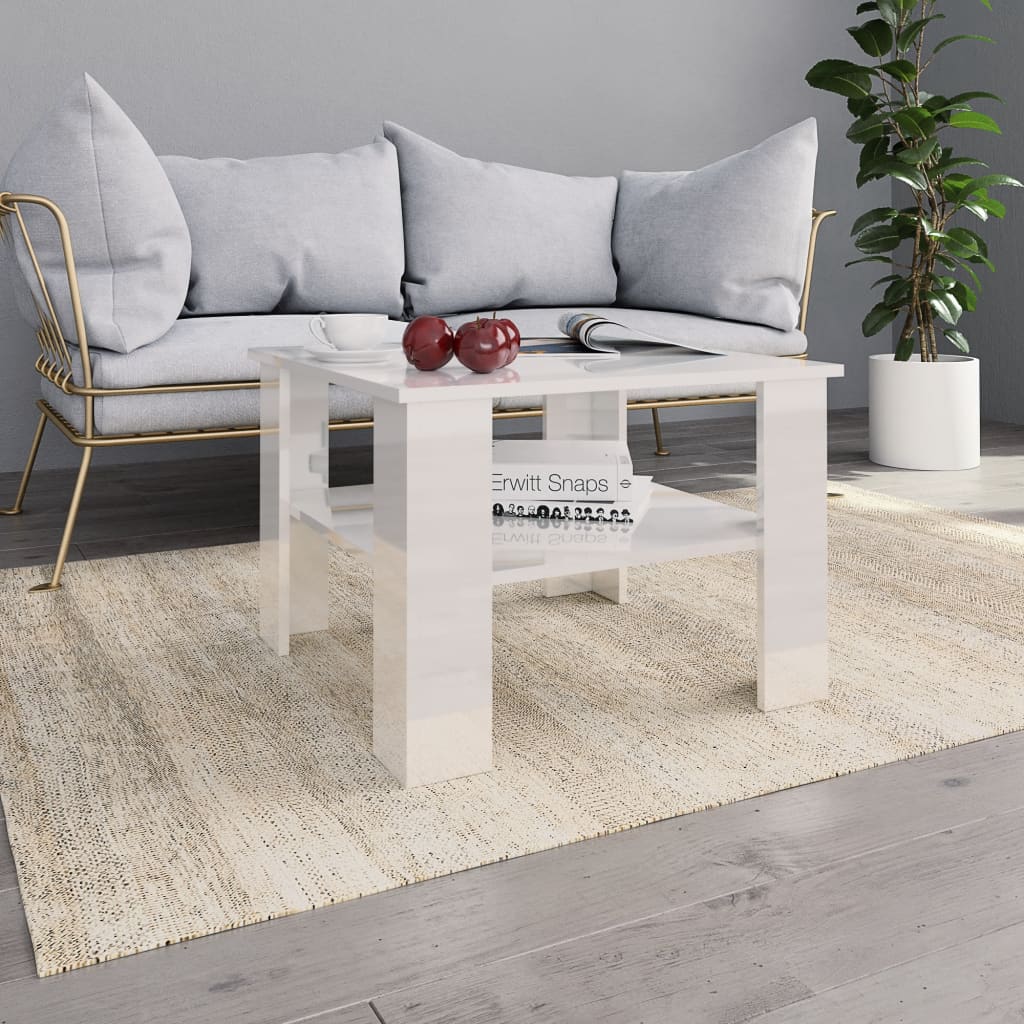 vidaXL Coffee Table High Gloss White 60x60x42 cm Engineered Wood
