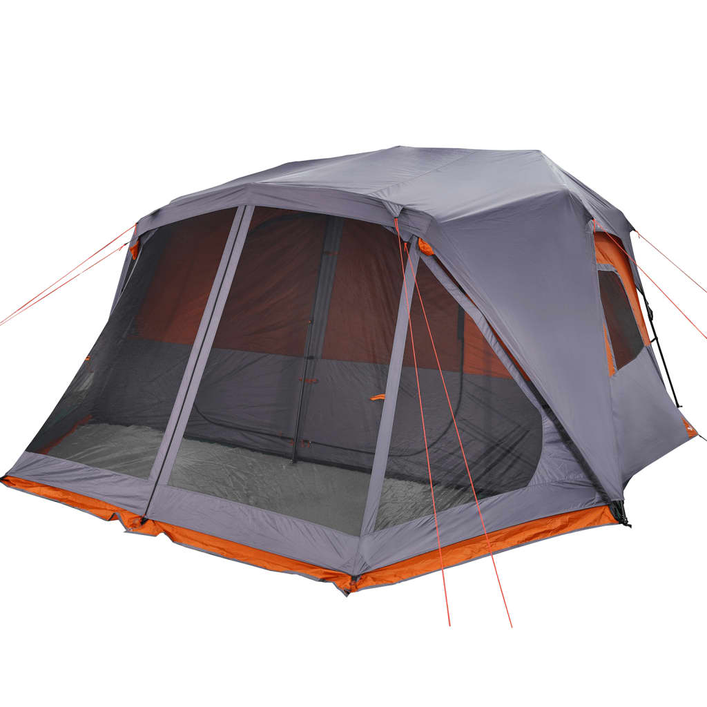 vidaXL Family Tent 10-Person Grey and Orange Quick Release Waterproof