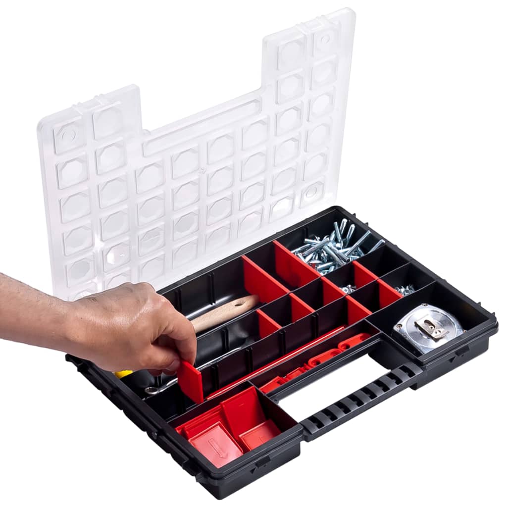 vidaXL Assortment Boxes 2 pcs with Adjustable Dividers 385x283x50 mm Plastic