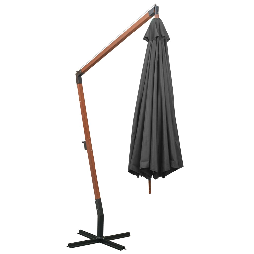 vidaXL Hanging Parasol with Pole Anthracite 3.5x2.9 m Solid Fir Wood
