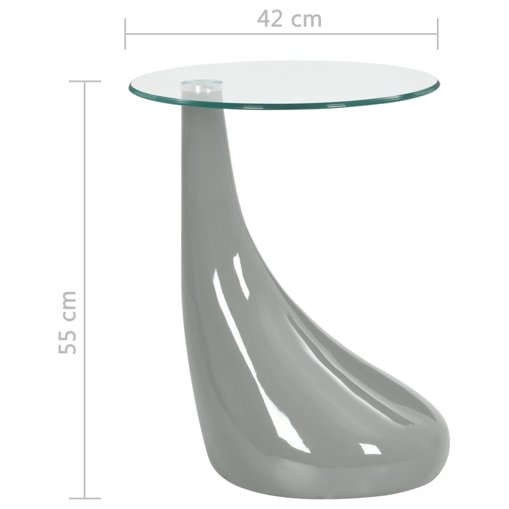 vidaXL Coffee Tables 2 pcs with Round Glass Top High Gloss Grey