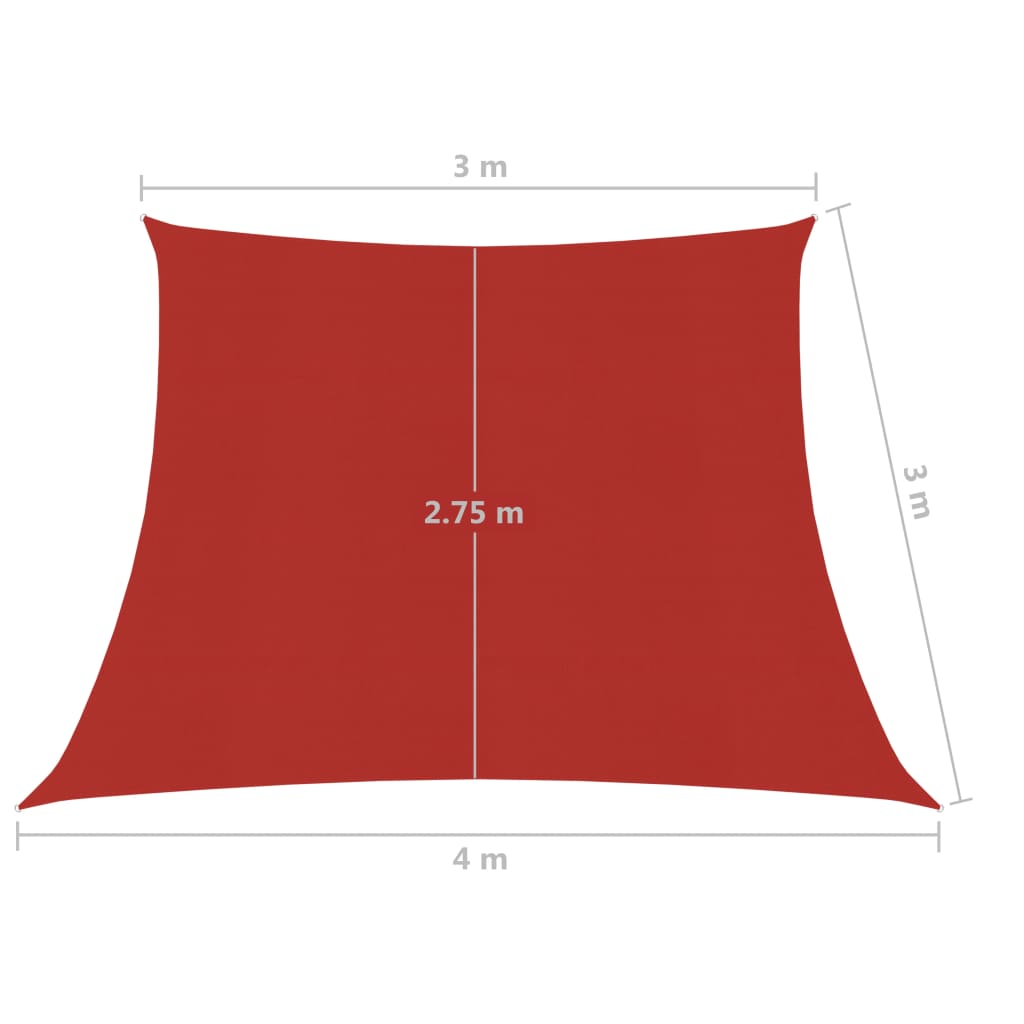 vidaXL Sunshade Sail 160 g/m² Red 3/4x3 m HDPE