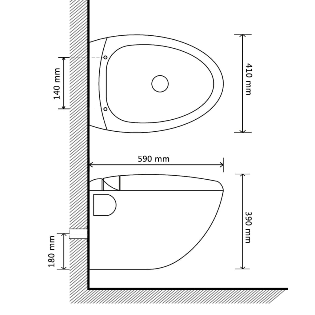 vidaXL Wall Hung Toilet White Unique Egg Design