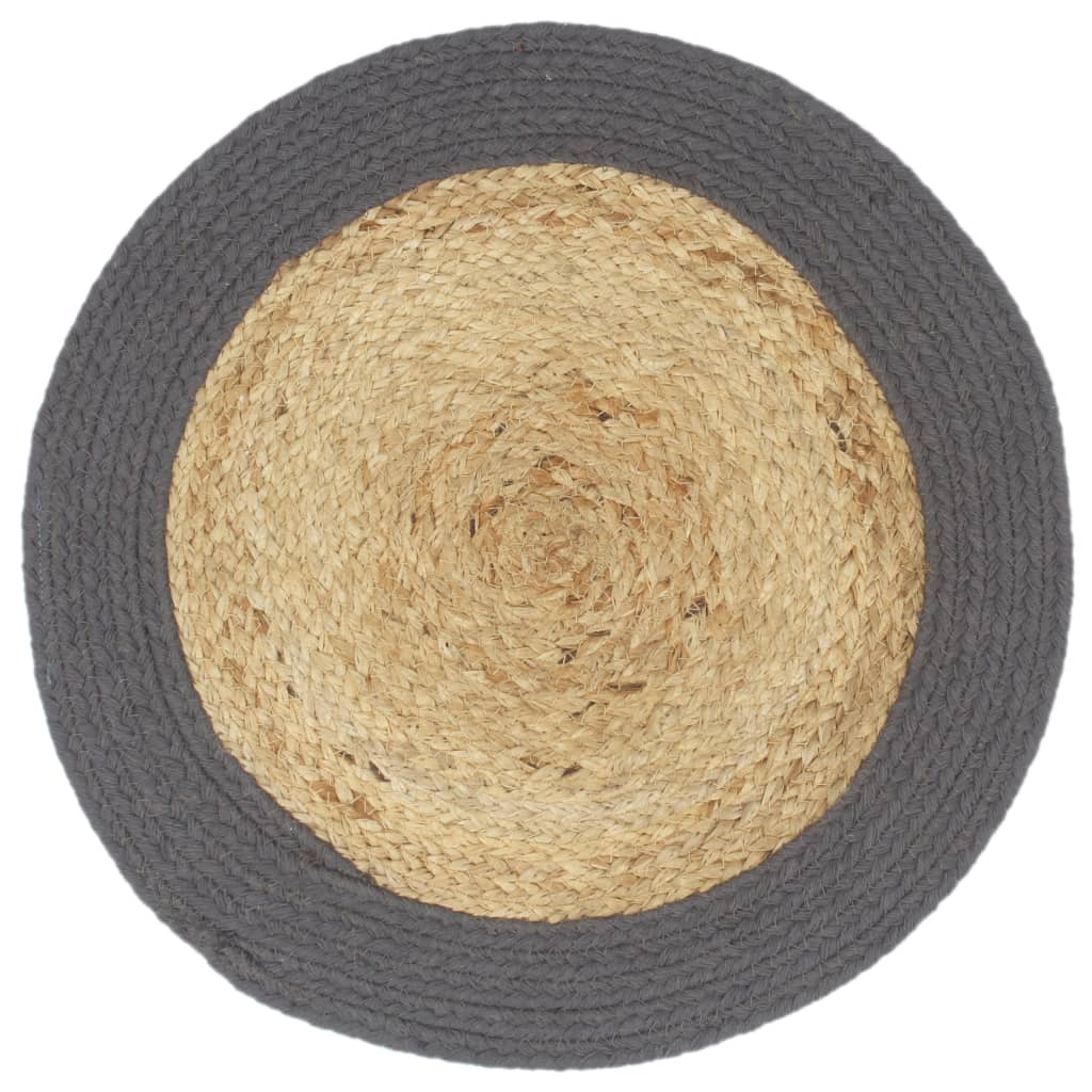 vidaXL Placemats 4 pcs Natural and Anthracite 38 cm Jute and Cotton