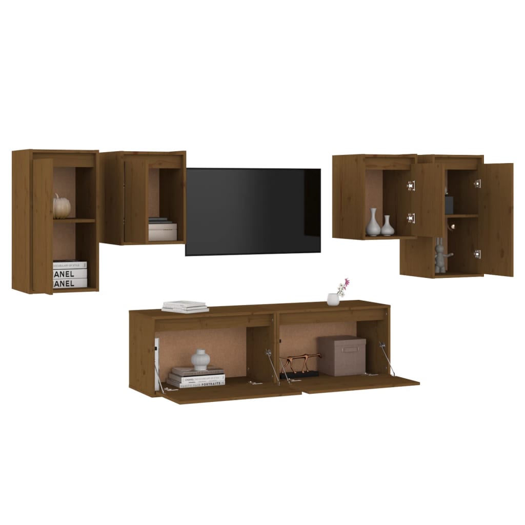 vidaXL TV Cabinets 6 pcs Honey Brown Solid Wood Pine