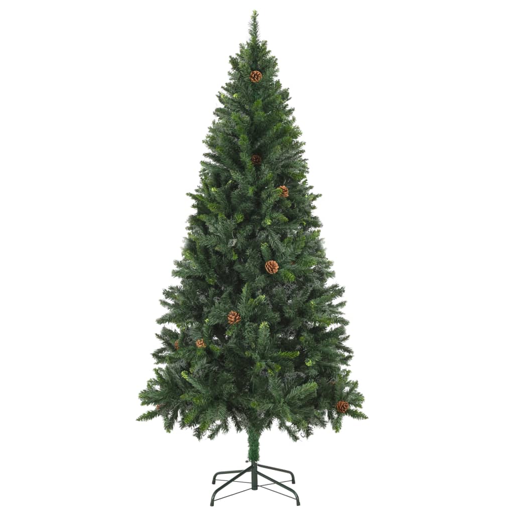 vidaXL Artificial Pre-lit Christmas Tree with Pine Cones Green 180 cm