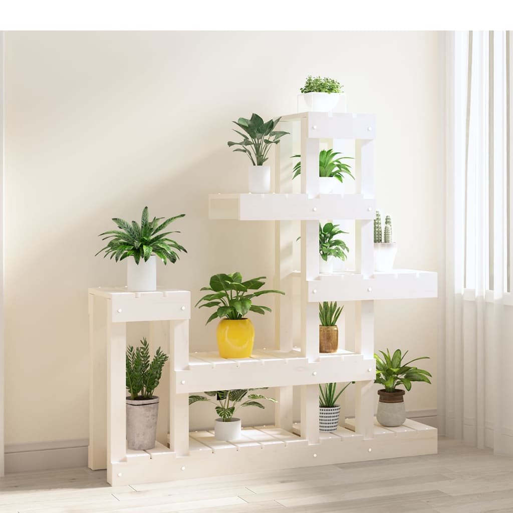 vidaXL Plant Stand White 92x25x97 cm Solid Wood Pine