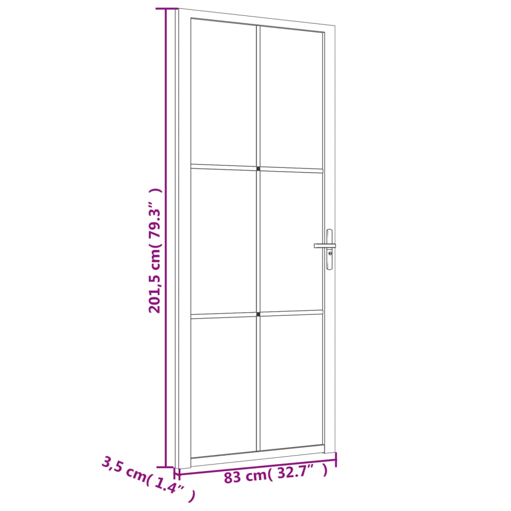 vidaXL Interior Door 83x201.5 cm White Matt Glass and Aluminium