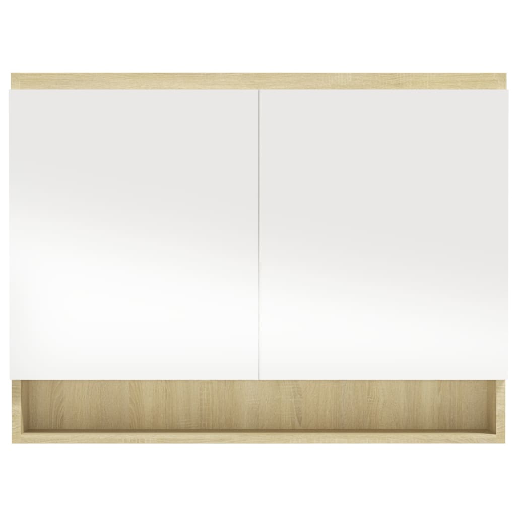 vidaXL Bathroom Mirror Cabinet 80x15x60 cm MDF White and Oak