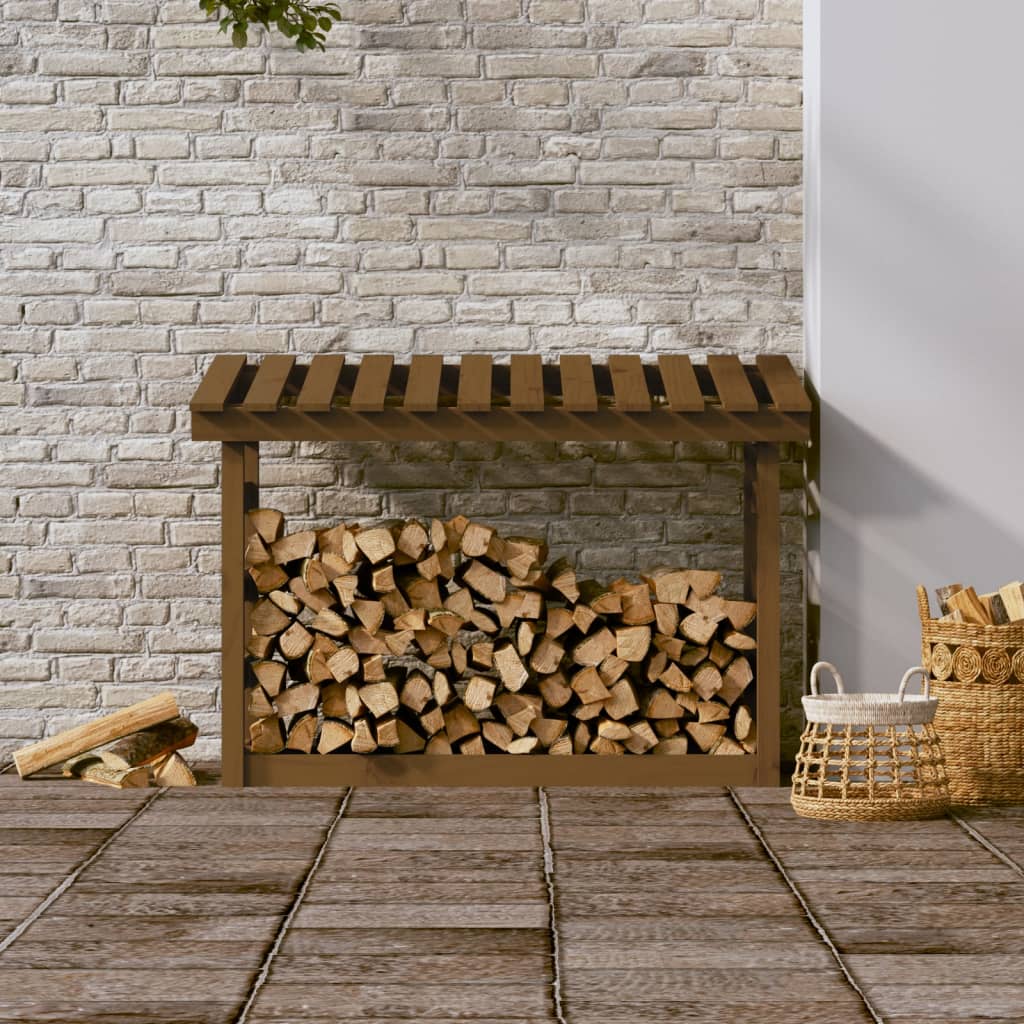 vidaXL Firewood Rack Honey Brown 108x64.5x78 cm Solid Wood Pine