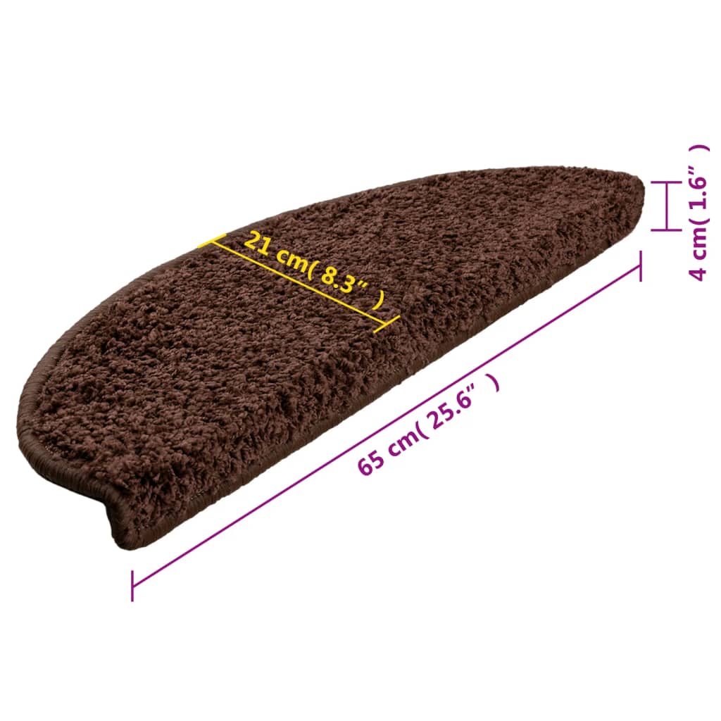 vidaXL Carpet Stair Treads 15 pcs Brown 65x21x4 cm