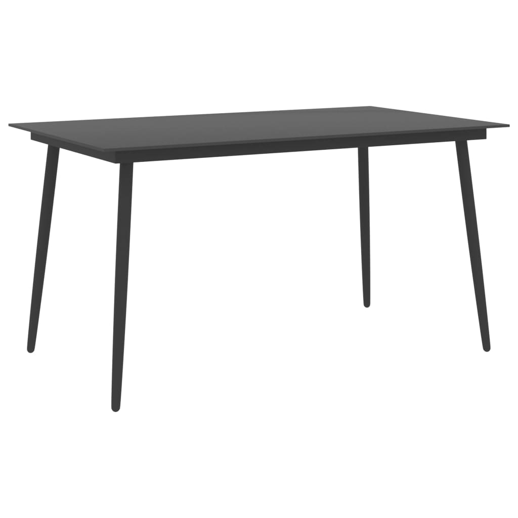 vidaXL Garden Dining Table Black 150x90x74 cm Steel and Glass