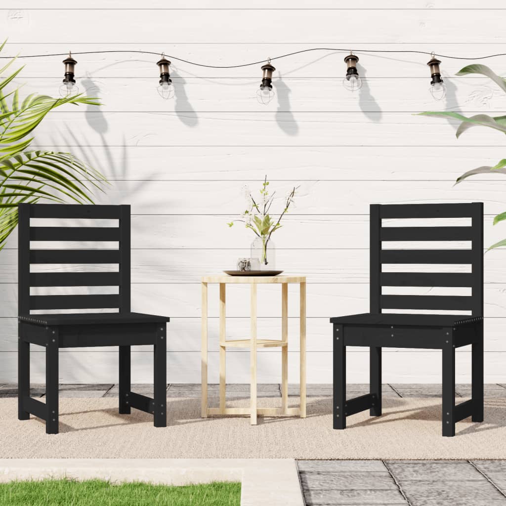 vidaXL Garden Chairs 2 pcs 50x48x91.5 cm Black Solid Wood Pine
